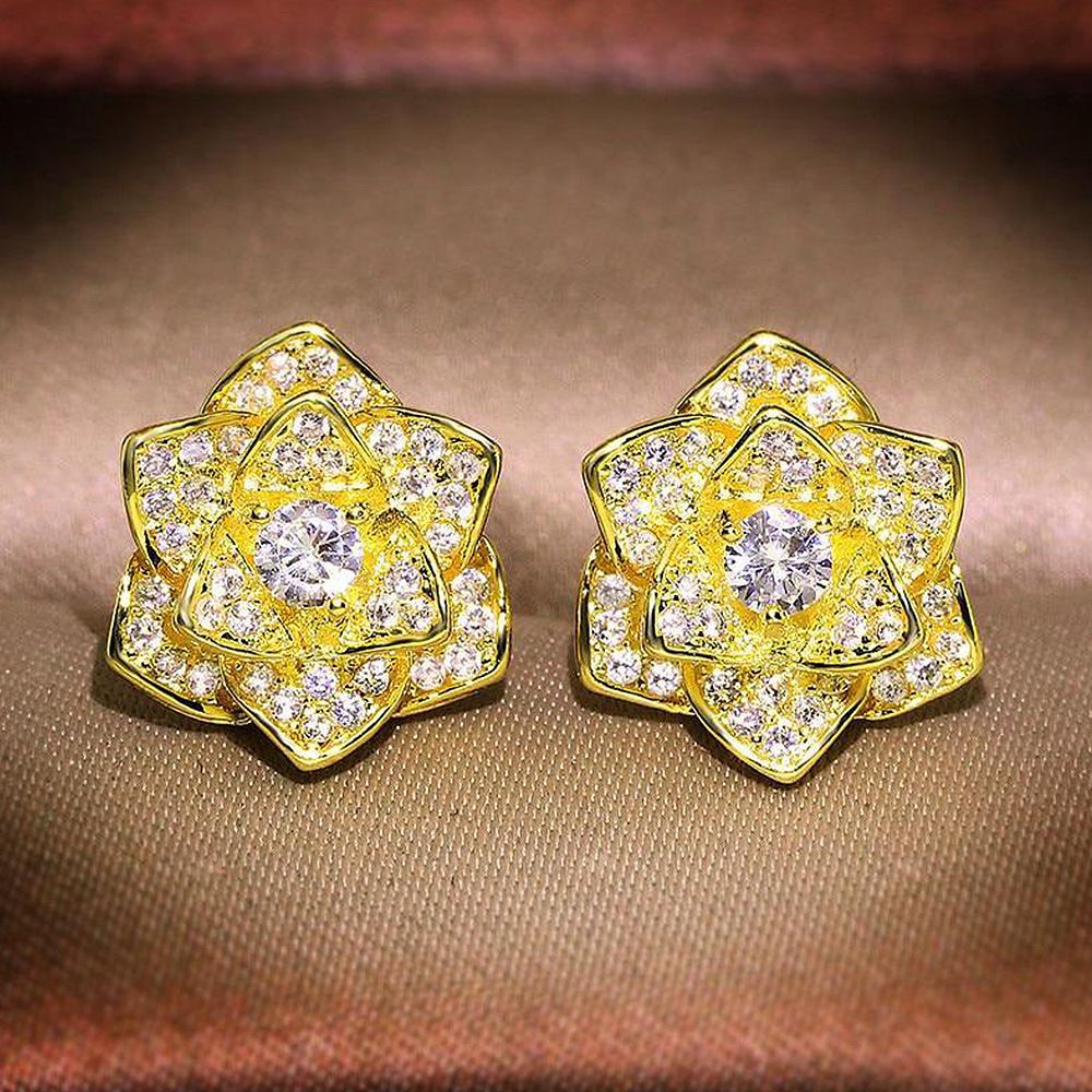 Cao Shi's New Delicate Camellia Series High Grade Light Luxury Flower Zircon Earrings Female_ipsvogv.com