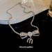 Diamond Bow Letter M Elliptical Pearl Necklace In Korea Sweet And Exquisite Collar Chain With Elegant Elegance_ipsvogv.com