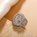 Retro Geometric Hip Hop Ring – Cubic Zirconia Halo Men's/Women's Statement Jewelry, Vintage Disc Design, Prong Set Stones, Gold/Silver (Sizes 7-11)_ipsvogv.com