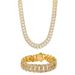 Diamond shaped Cuban necklace double row zircon trendy brand personality hip hop men's bracelet jewelry_ipsvogv.com