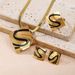 2025 New Ins Luxury Necklaces, Rings, Earrings, Three Sets, Fashionable And Personalized, Diamond Shaped S Letter_ipsvogv.com