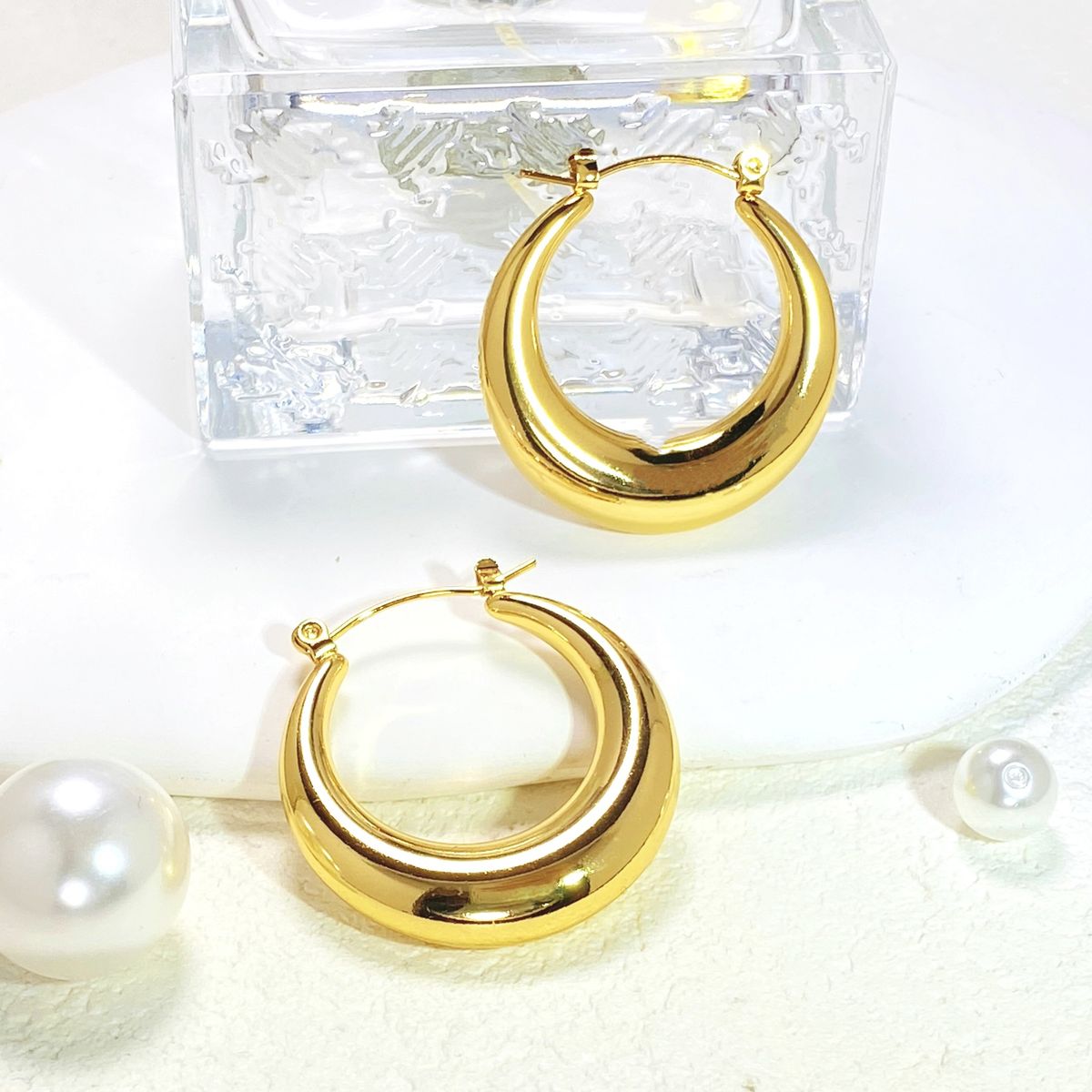 Women's Jewelry Titanium Steel C Shaped Earrings With Personalized Design And Special Pattern, High End Popular Stainless Steel Exquisite Earrings_ipsvogv.com