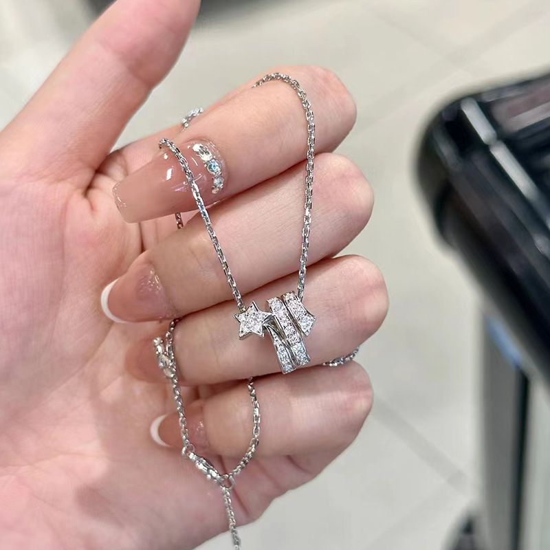 S Pure Silver Niche Design Surrounds The Pentagram Necklace, Light Luxury Versatile Star Pendant Temperament Collarbone_ipsvogv.com
