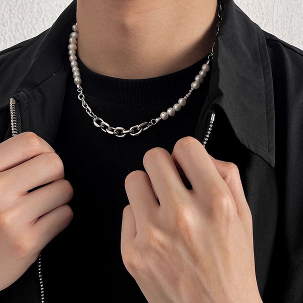 Premium Pearl Necklace With Simple Design, Niche Handsome Personality, Trendy And Versatile Men's Accessories_ipsvogv.com