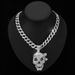 Alloy Cuban Necklace Street Decoration Chain Personalized Full Diamond Hip Hop Pirate Skull Pendant_ipsvogv.com