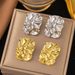 Fashionable Temperament Gold Stainless Steel Geometric Pleated Texture Earrings, High-end Earrings For Women_ipsvogv.com