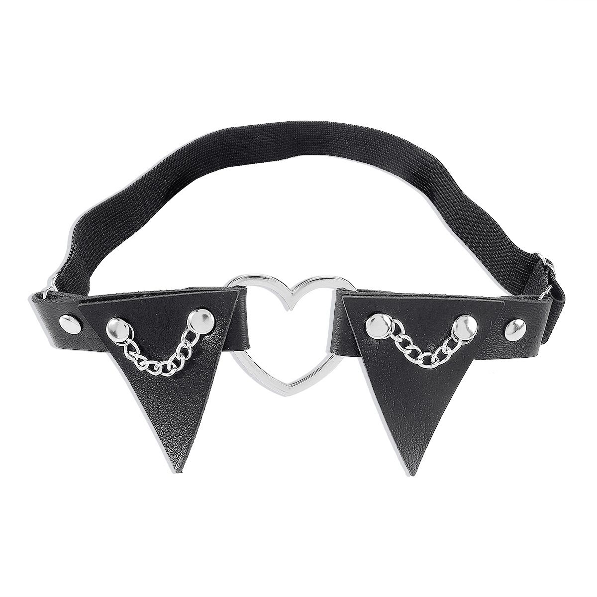 C0448 Fashionable Gothic Leather Rivet Leg Ring Punk Street Photo Spicy Girl Peach Heart Thigh Chain Female_ipsvogv.com