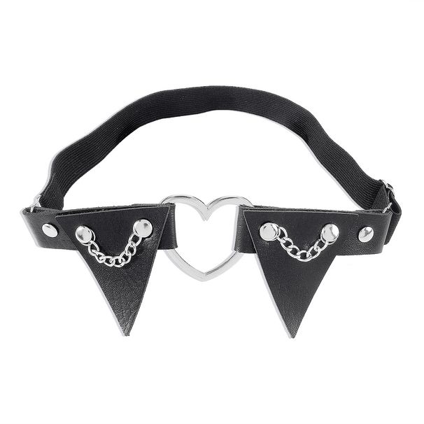 C0448 Fashionable Gothic Leather Rivet Leg Ring Punk Street Photo Spicy Girl Peach Heart Thigh Chain Female_ipsvogv.com