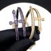 Men's Jewelry Black Gold Amethyst Geometric Hip Hop Cuff Bracelet For Men And Women, Adjustable Sizes 7-11 Personality Trend Hip Hop Men's Bracelet_ipsvogv.com