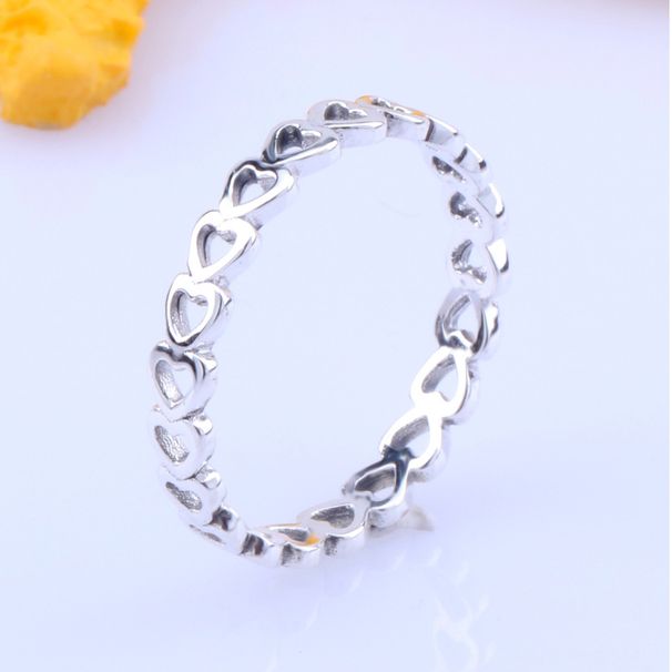 New White Copper Ring Romantic Heart Shaped Hollow Three Color Ring Is Fashionable Versatile Valentine's Day Gift_ipsvogv.com