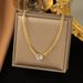 Fashionable White Zircon Titanium Steel Necklace, Women's Gold Simple Heart-shaped Thick Collarbone Chain Accessory_ipsvogv.com