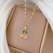 Titanium Steel 【 】 Light Luxury Cherry Pink Diamond Small Fresh Micro Inlaid Real Gold Necklace Earrings INS Clavicle 【 】_ipsvogv.com