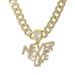 Men’s Jewelry Set Fashion Hip Hop Alloy Letter NEVE RGIVE UP Pendant Hip Hop Men's Full Diamond Personality Cuban Chain_ipsvogv.com