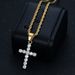 New Hot-Selling Hip-Hop Jewelry Titanium Steel Inlaid With 3A Zircon Cross Vacuum Gold-Plated Pendant Necklace_ipsvogv.com