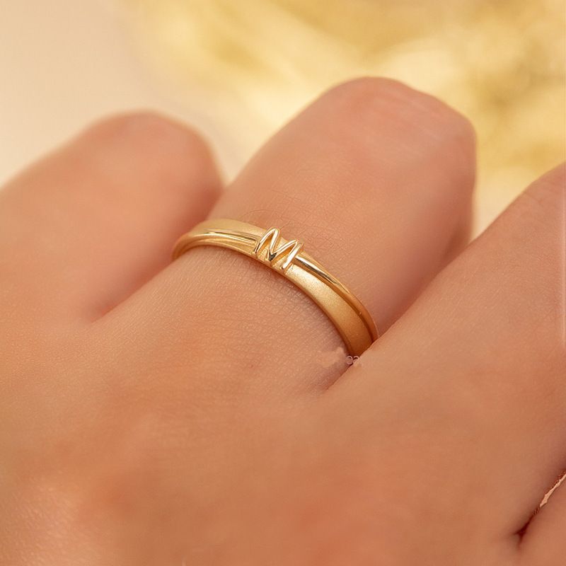 Super Custom Wedding Couple Style, Letter Ring, One Pair Men's And Women's Rings, Vacuum Plated, Student Gift_ipsvogv.com