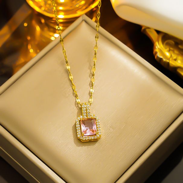 Hip Hop Solid Square Zircon Pendant Full Diamond Colorful Large Necklace Jewelry_ipsvogv.com