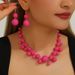 Statement Jewelry Exaggerated Large Round Bead Punk Choker Collarbone Chain Pendant Beaded Necklace Earrings For Women_ipsvogv.com