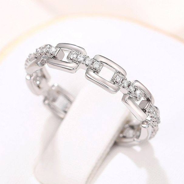 Cao Shi Ring Women's Chain Striped Diamond Zircon Index Finger Ring Temperament Net Red INS Ring Copper Jewelry_ipsvogv.com