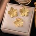 French Court Style Matte Gold Stainless Steel Flower Metal With Advanced Design Sense And Earrings_ipsvogv.com