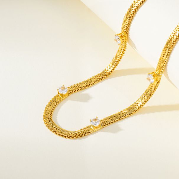 Women's Jewelry Fashion Simple Necklace Chopin Chain Inlaid Zircon Necklace Niche Design Light Luxury Fashion Necklace_ipsvogv.com