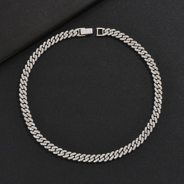 A niche design for men's inlaid necklaces, minimalist cross hip-hop Cuban chain versatile accessory_ipsvogv.com