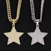 New Cuban Necklace Set For Men With Five-Pointed Star Diamond Pendant, High-Quality Electroplated Alloy Jewelry, Light_ipsvogv.com