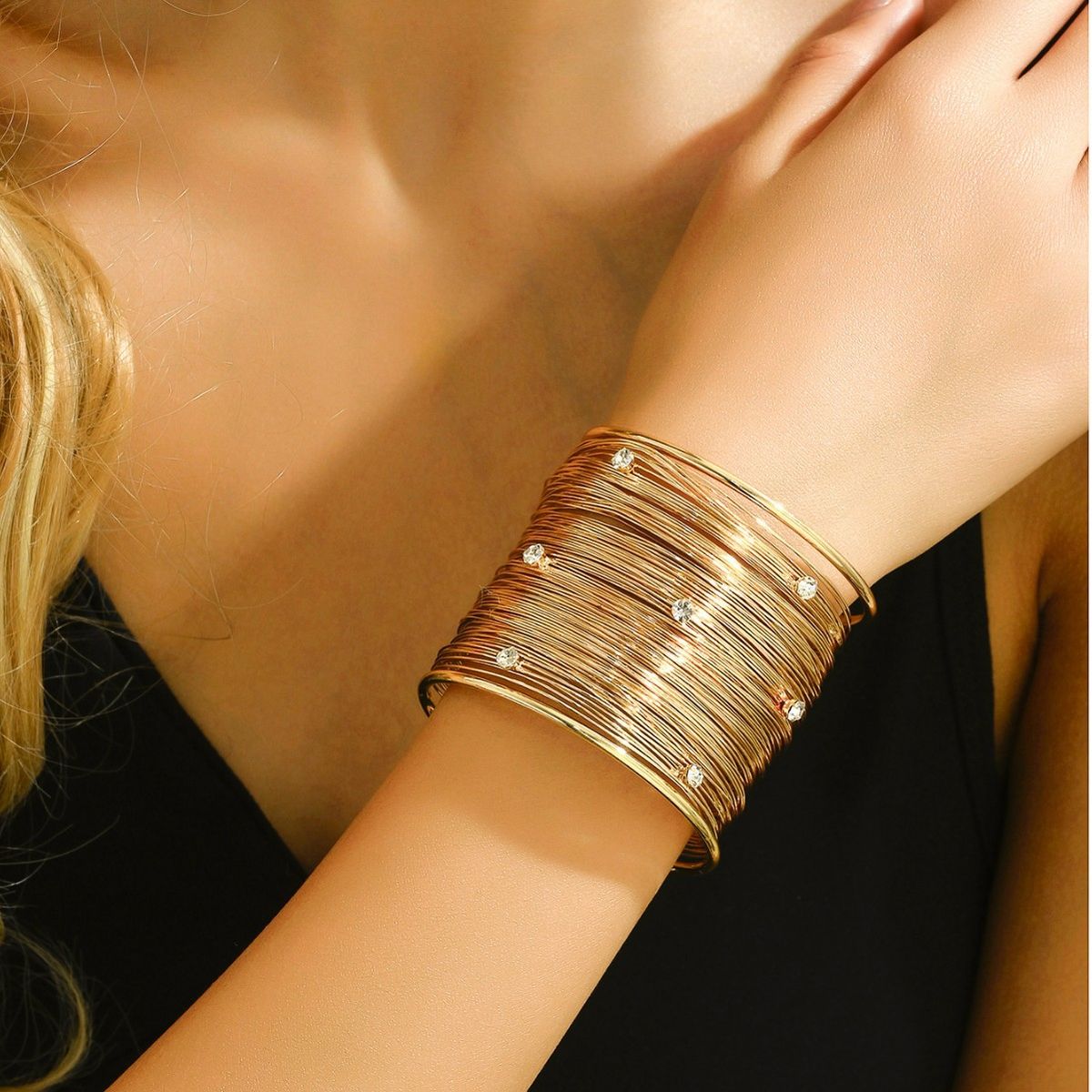Ladies Bracelet Personalized Diamond Inlaid Design Niche Bracelet Versatile Opening Adjustment Hand Jewelry_ipsvogv.com