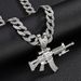 Hot Selling Full Diamond Simulation Gun Alloy Pendant Hip Hop Cuban Chain Men's Necklace Jewelry_ipsvogv.com