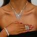 Women’s Jewelry Set Fashion Exquisite Small Full Diamond Necklace Earrings Set Simple Versatile Temperament Clavicle Chain Dress Accessories_ipsvogv.com