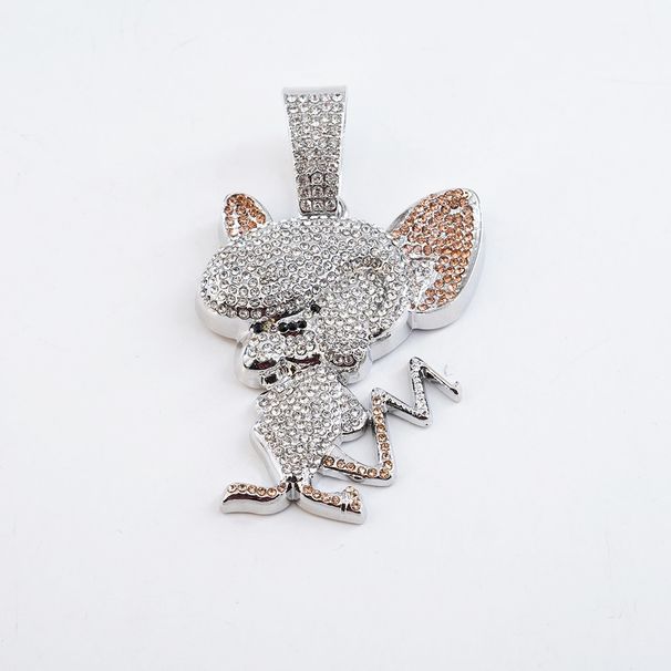 Men’s Jewelry Set Fashion New Alloy Cartoon Animal Jerry Full Diamond Three Dimensional Pendant Necklace Fashionable And Versatile Men's Accessories_ipsvogv.com