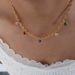 Five Multi-color Heart Cubic Zirconia Station Ripple Necklace, Clavicle Jewelry For Women_ipsvogv.com