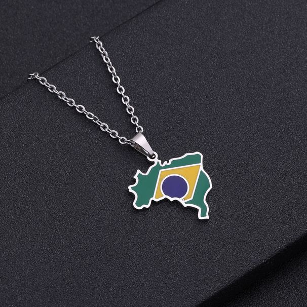 hot selling Brazilian map pendant stainless steel necklace oil drop map geometric ethnic style jewelry_ipsvogv.com