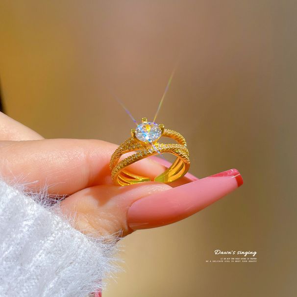 【 Real Gold Plating 】 Open Ring Twisted Crossed Personalized Index Finger Ring, Net Red, Same Sty, Simp and Cold_ipsvogv.com