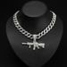 Hip Hop M416 Full Diamond Gun Pendant Cuban Necklace For Men's Cool And Unique Wearin, Personalized Hot Sellin_ipsvogv.com