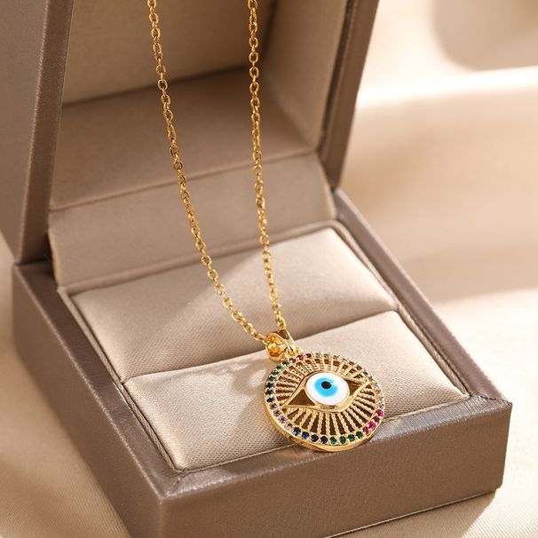 Devil's Female Personality Color Diamond Blue Eye Pendant Titanium Steel Bone Chain Türkiye Necklace Jewelry_ipsvogv.com