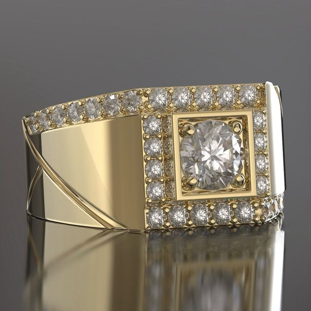 Sanjie's New Fashionable And Domineering Ins Punk Gold-plated Full Men's Diamond Ring_ipsvogv.com