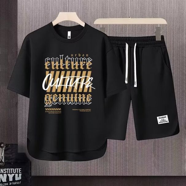 Men's Clothing 2024 Waffle Casual Summer Suit Men's Loose Teen Short sleeved T shirt Shorts Handsome Two piece Suit_ipsvogv.com