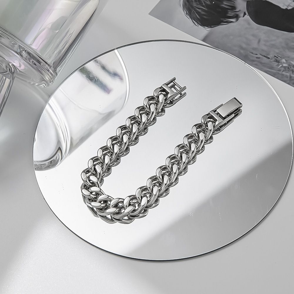 Minimalist Titanium Steel Cuban Bracelet For Men And Women, Trendy Brand, Versatile Niche Hip-Hop High-End Sense Jewelry_ipsvogv.com
