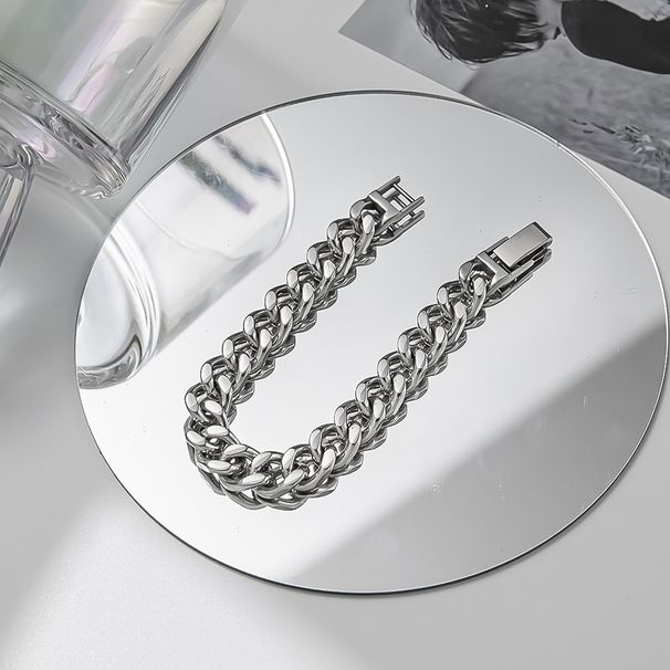 Minimalist Titanium Steel Cuban Bracelet For Men And Women, Trendy Brand, Versatile Niche Hip-Hop High-End Sense Jewelry_ipsvogv.com