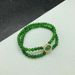 Vintage Green Jadeite Round Bead Double Layer Bracelet For Women_ipsvogv.com