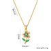 Titanium Steel Necklace Abalone Shell Small Flower Rose Pendant Plated With True Gold_ipsvogv.com