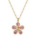 Steel 【 Titanium 】 Pink Five Leaf Flower Light Luxury Temperament Gorgeous Full Diamond Necklace Women's Versatile 【 】_ipsvogv.com