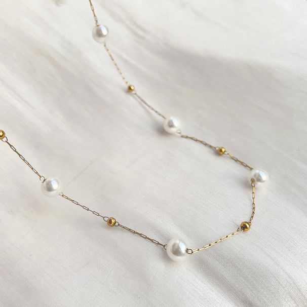 Summer Pearl Full Sky Star Titanium Steel Colorless And Elegant Super Immortal Necklace_ipsvogv.com