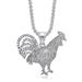 Hip Hop Jewelry Titanium Steel Gold-Plated Inlaid Diamond Animal Rooster Zodiac Pendant Necklace_ipsvogv.com