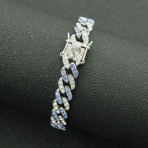 Hip hop men's and women's Cuban chain necklace full of colorful diamonds, cool Miami accessories CubanChain width 9mm_ipsvogv.com
