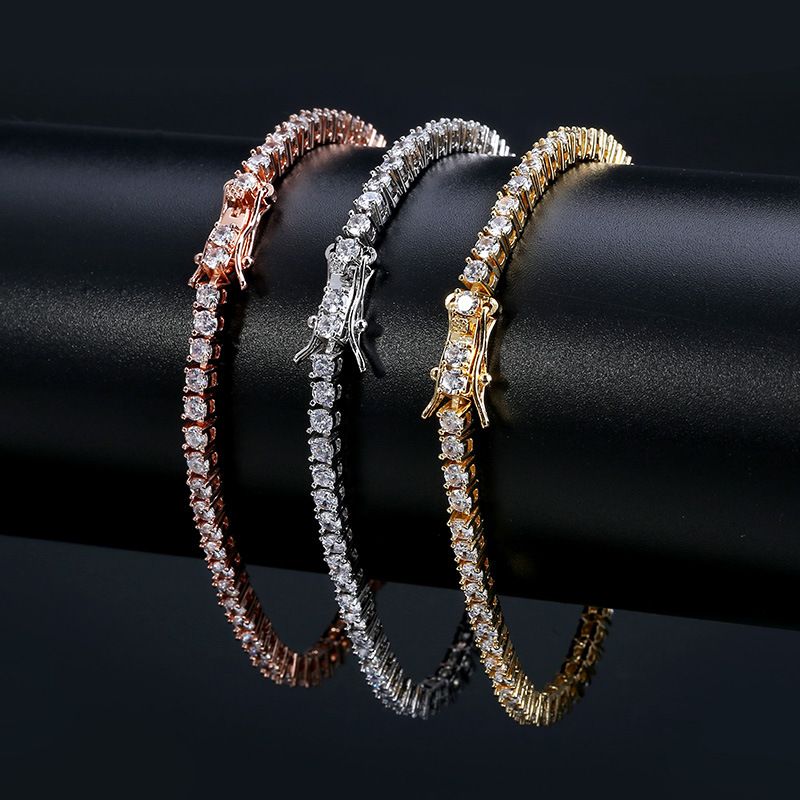 Chain Hip-Hop Trendy Men's Micro Paved Full Zircon 3mm Tennis Bracelet_ipsvogv.com