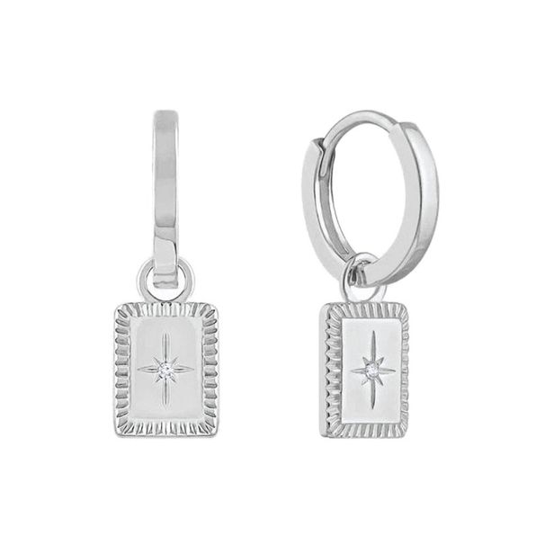 Women's Jewelry S925 Silver Needle Eight Pointed Star Ins Style Geometric Ear Buckle Star Diamond Square Pendant Earring_ipsvogv.com