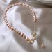 Titanium Steel Baroque Freshwater Powder Pearl Women's OT Buckle Pull-out Adjustable Collarbone Chain Temperament_ipsvogv.com