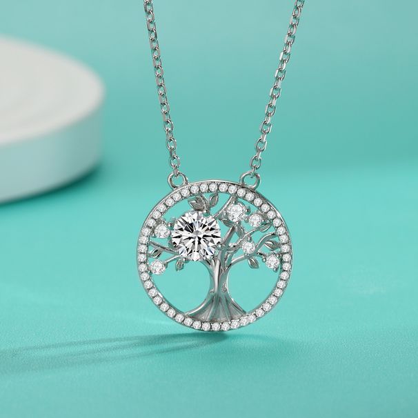 Women's Jewelry Creative Tree Of Life Moissanite Necklace Personality Sterling Silver Sweater Sweater Chain_ipsvogv.com