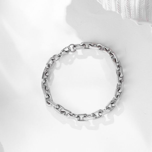 Men's High-End Titanium Steel Cuban Hip-Hop Style Niche Elegant Design Simple Versatile Dominant Flat Polished Chain_ipsvogv.com